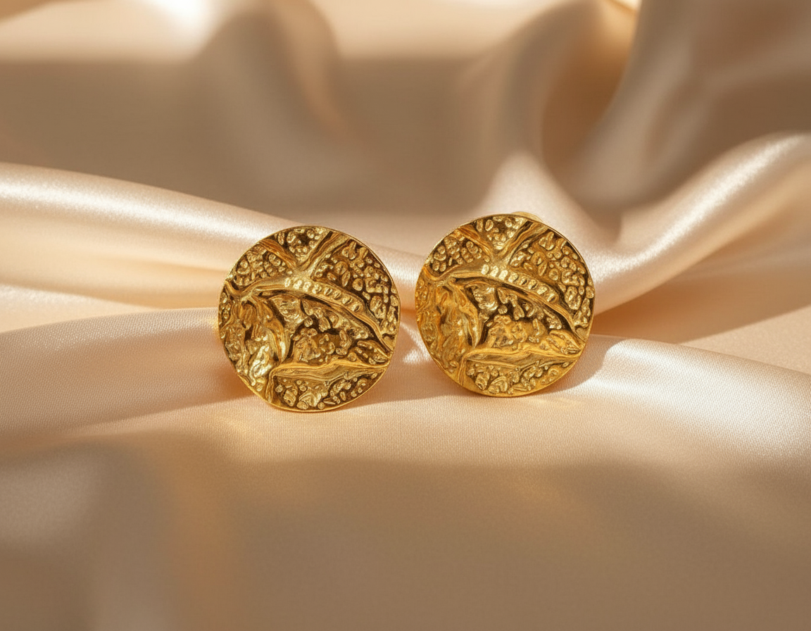Gold branch earring