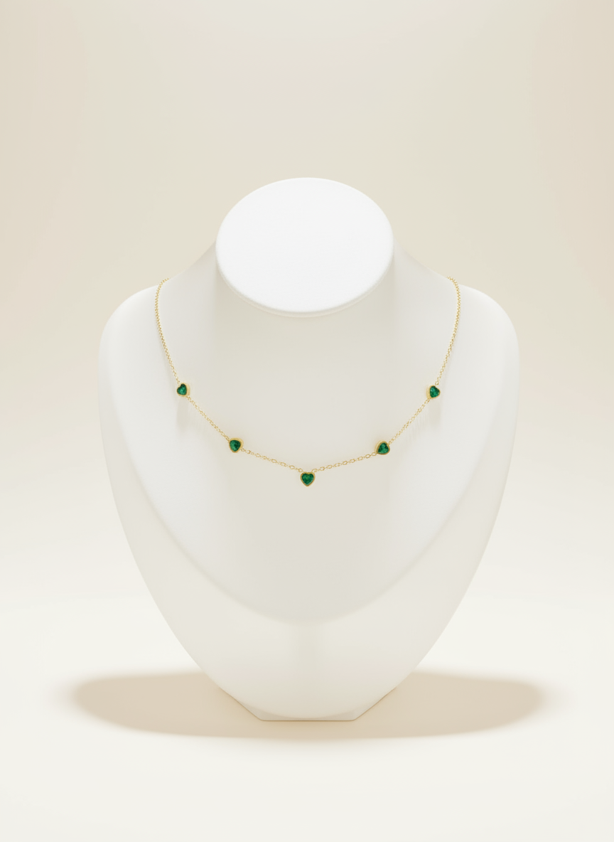 Emerald Hearts Necklace