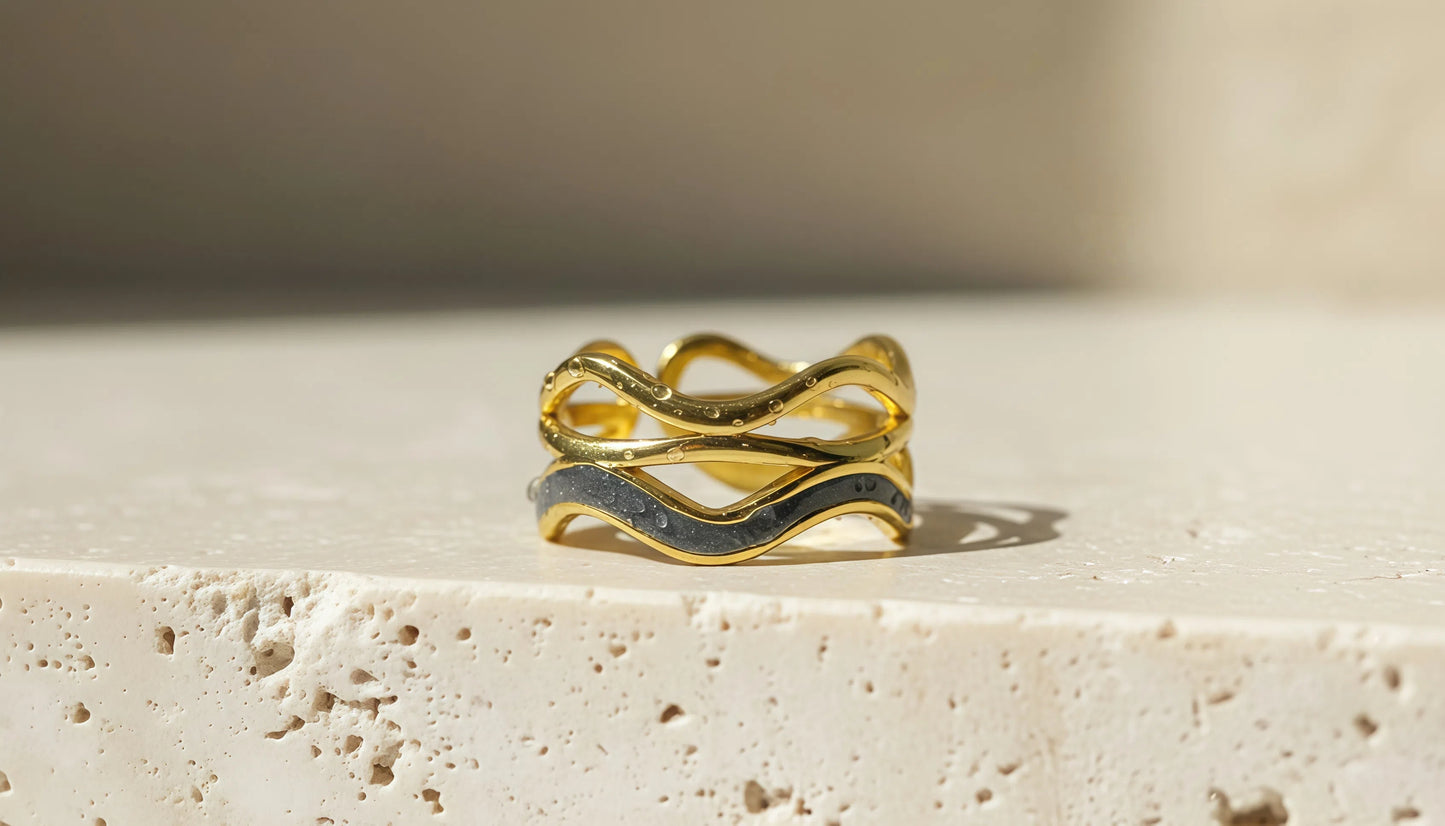Golden Waves Ring