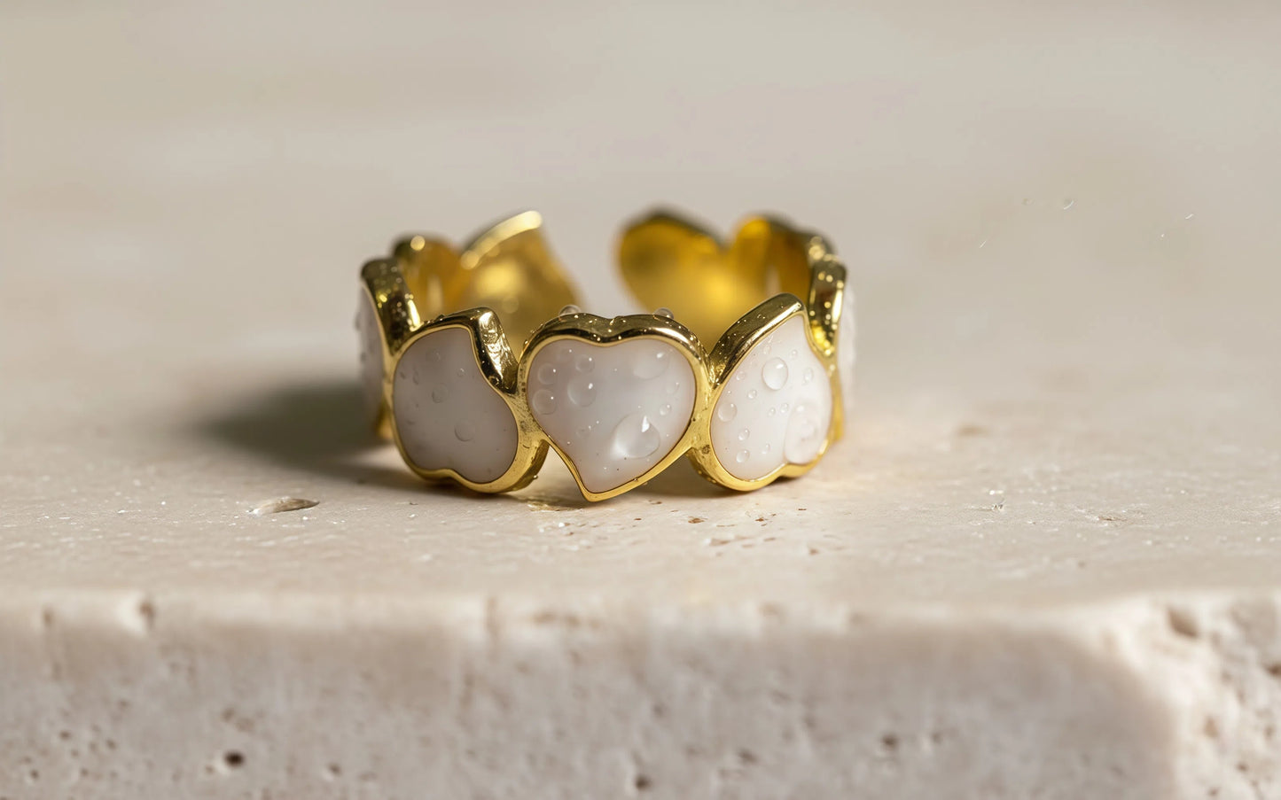 White Hearts Ring