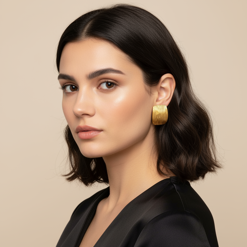 Gold Ripples Earring