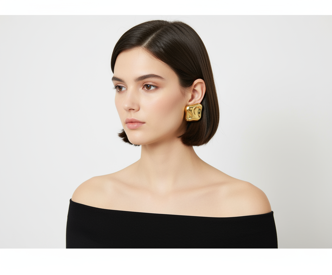 Gold bubble earring