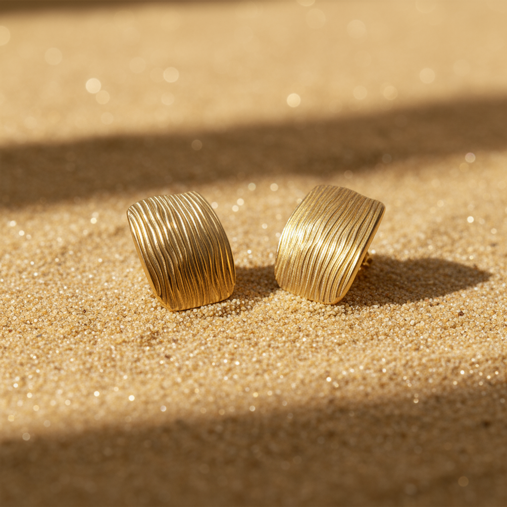 Gold Ripples Earring