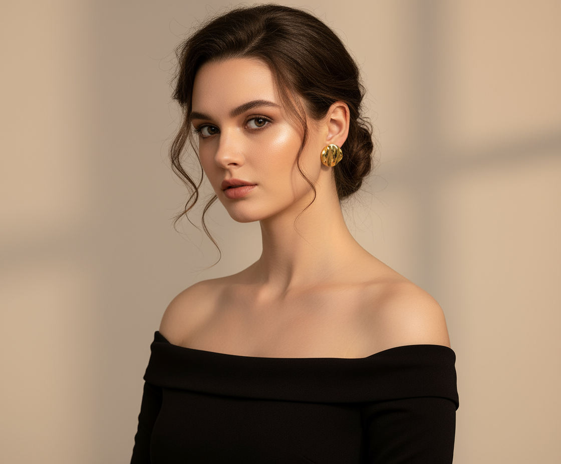 Gold flow earring