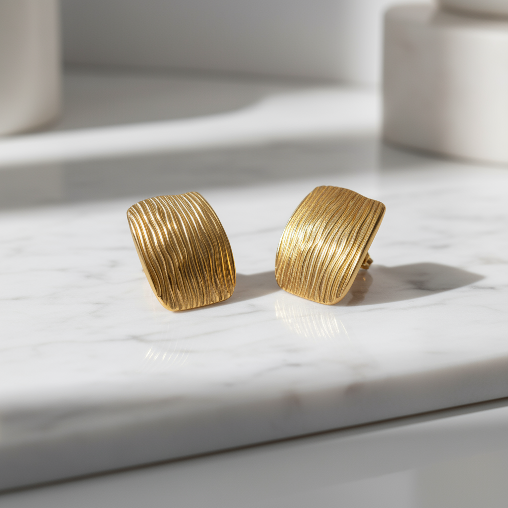 Gold Ripples Earring