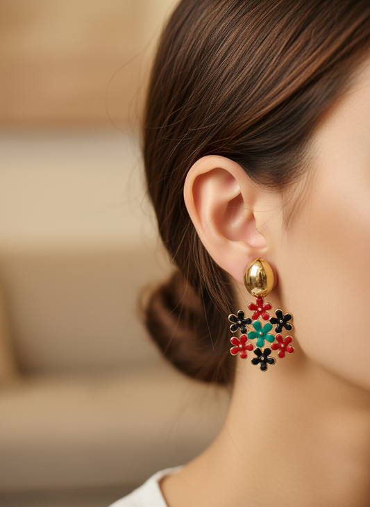 Colorful flower earrings