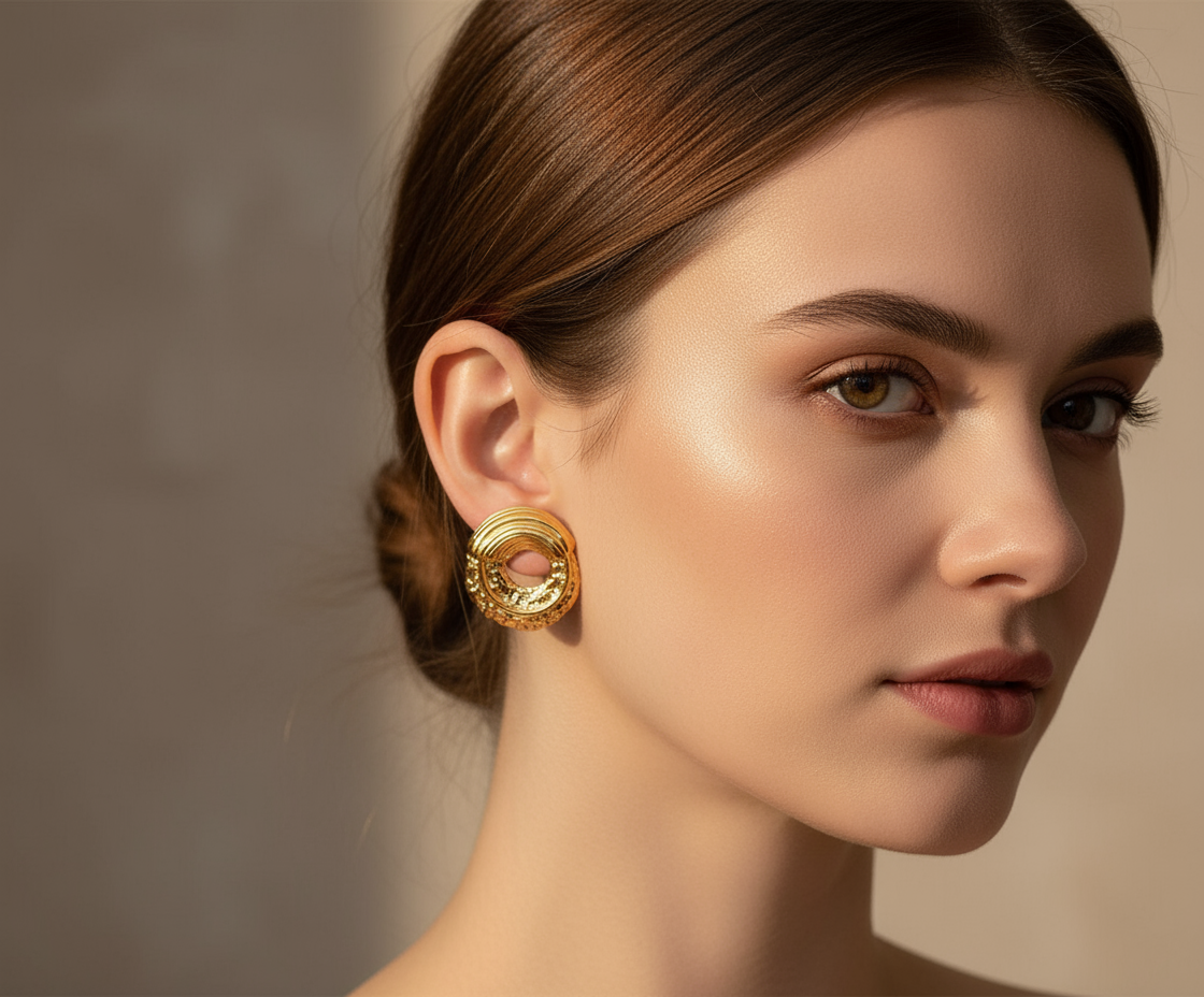 Gold swirl earring