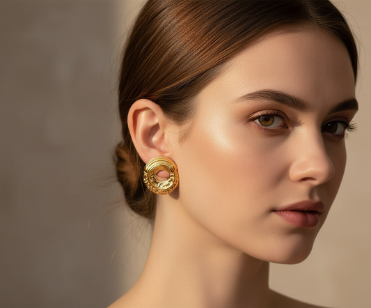 Gold swirl earring